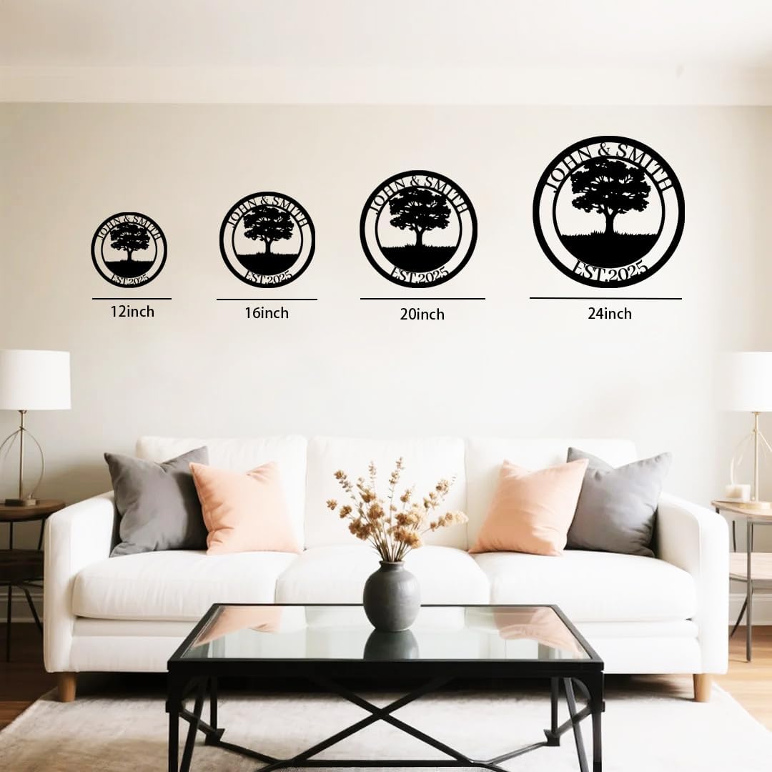 Tree of Life Metal Name Sign | Custom Metal Signs | Personalized Wall Art | Wedding Gift Indoor Decor Gift for Women, Men, Wife, Parents, Couple