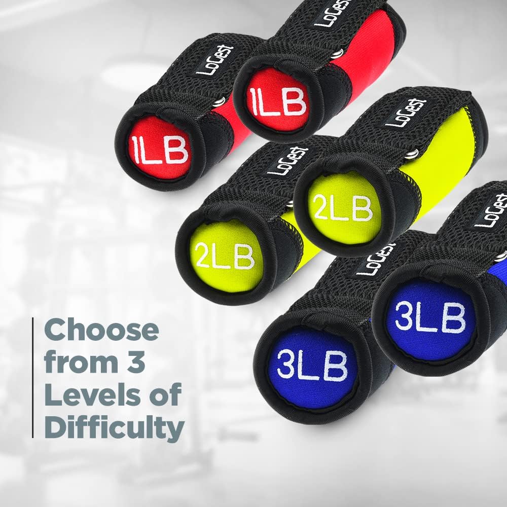 LoGest Soft Hand Weights Adjustable Straps - Comes in 1LB Weights or 2LB or 3LB 4LB - Comfortable & Secure Weighted Neoprene Dumbbells with Straps for Walking Running Cardio Workout Physical Therapy