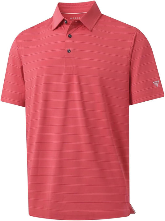 M MAELREG Golf Shirts for Men Moisture Wicking Striped Polo Performance Dry Fit Business Sports Mens Polo Shirts Short Sleeve