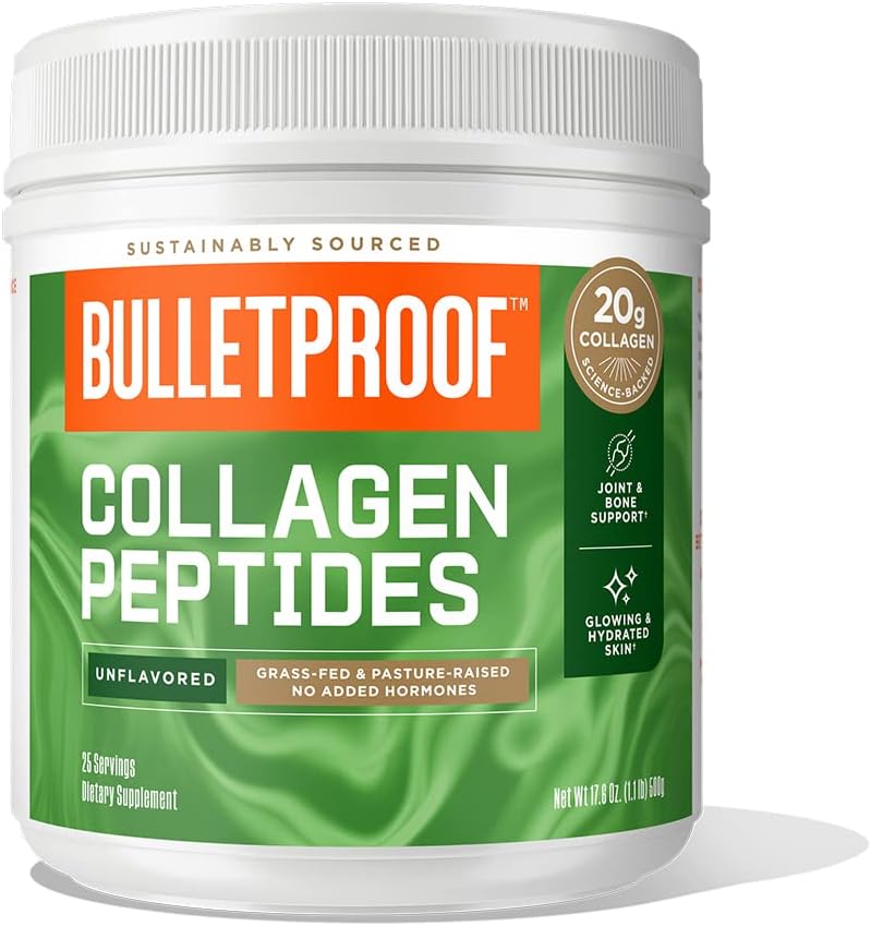 Bulletproof Unflavored Collagen Peptides Powder, 17.6 Ounces, Grass-Fed Collagen Protein and Amino Acids for Skin, Bones and Joints