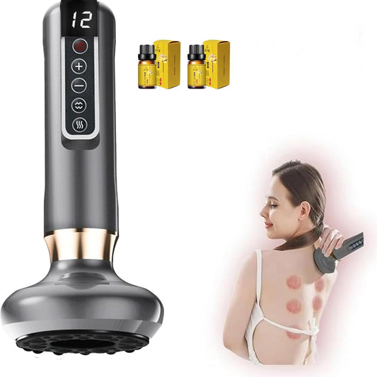 VHV Handheld Cellulite Massager Tool- Cupping Therapy Set, Elouris Cellulite Tool、Rechargeable Scraping and Cupping Machine,12-Level Adjustable Cupping kit for Massage Therapy、Cupping Machine.(Grey)