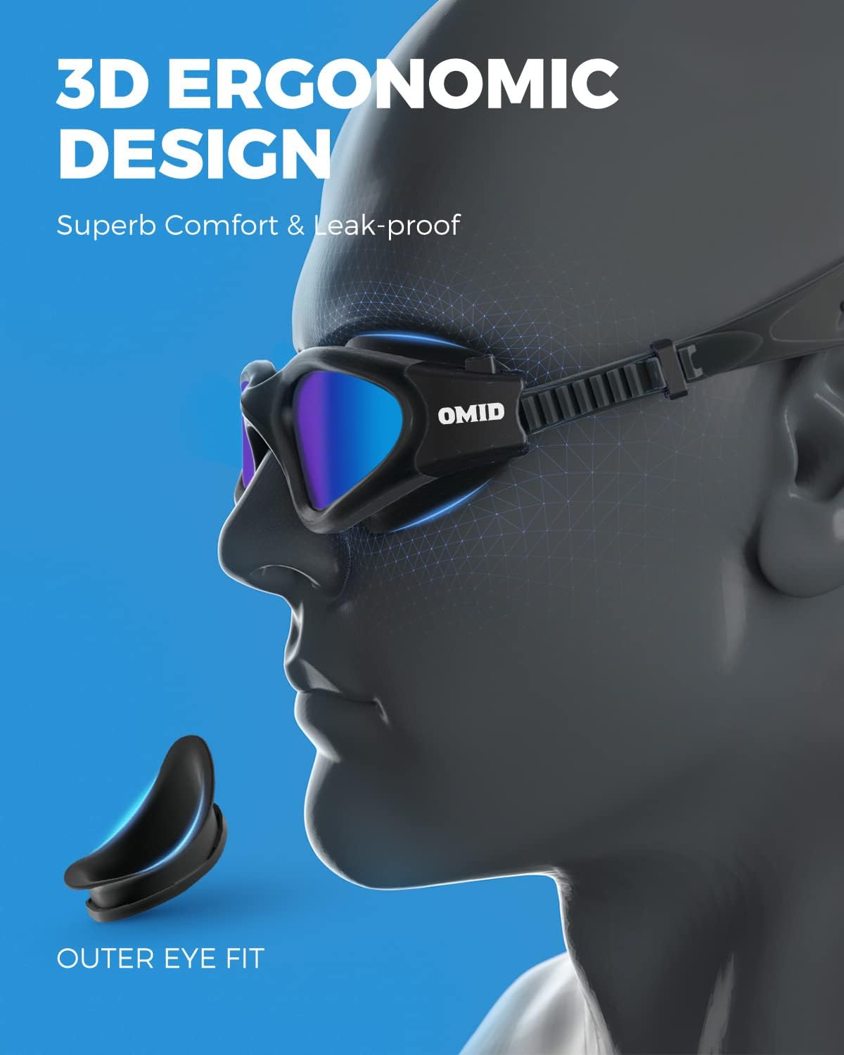 OMID Swim Goggles, P2 Polarized Swimming Goggles for Men Anti-fog Goggles Swimming for Adult Women