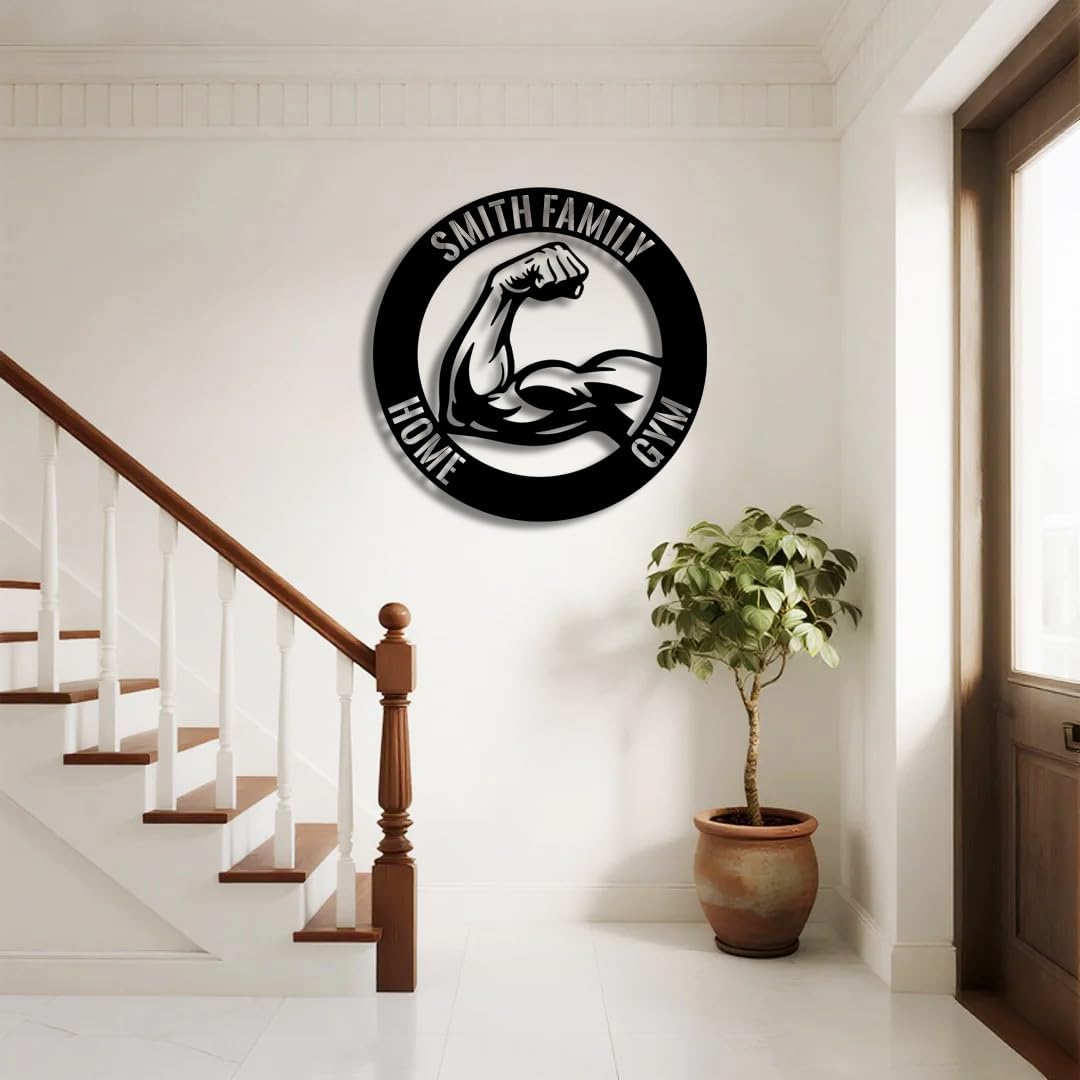 Personalized Home Gym Metal Name Sign | Custom Family Wall Art & Split Letter Name | Wedding Gift & Anniversary | Indoor Metal Decor Gift for Women, Men, Wife, Parents, Couple