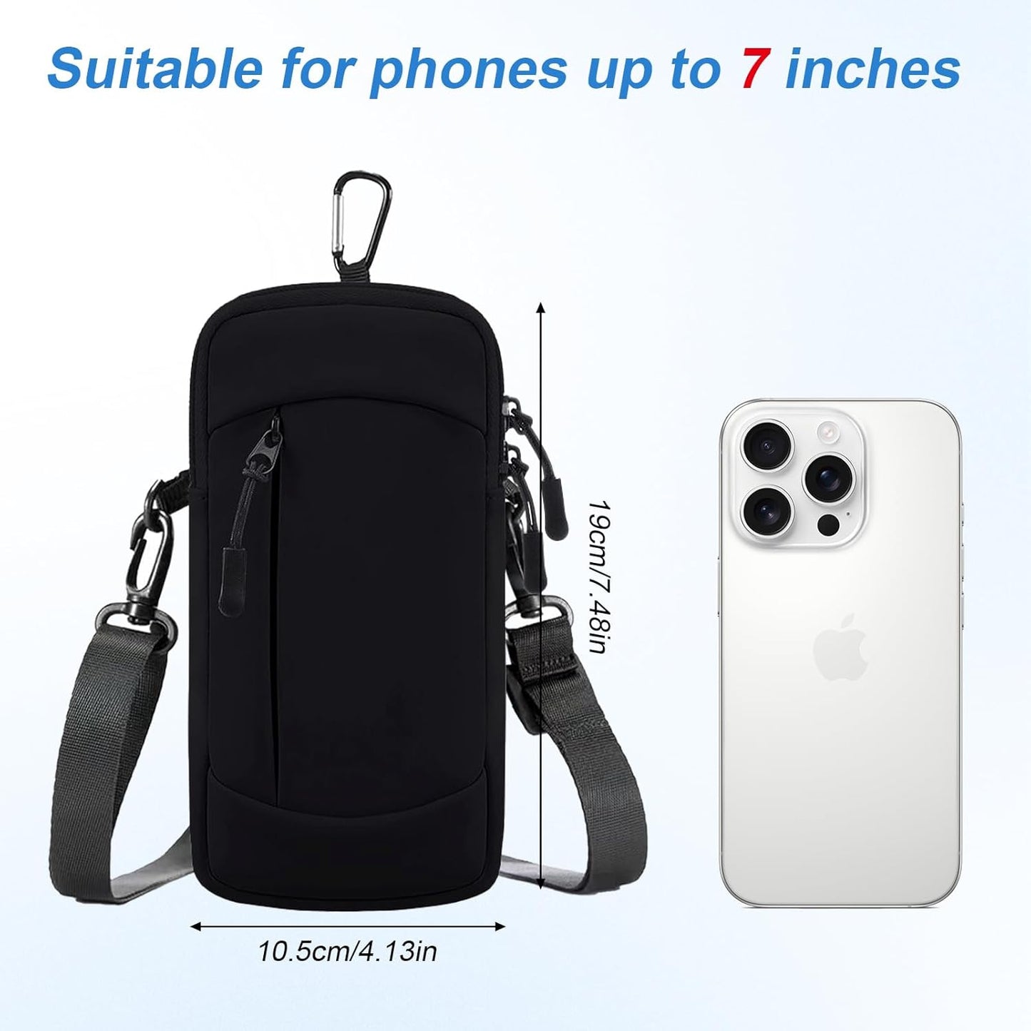 Cell Phone Crossbody Bag with Arm Band, Waterproof Phone Holder Pouch Fits iPhone & Android up to 7'', Small Sling Shoulder Purse for Running, Hiking, Travel, Workout (Grey)