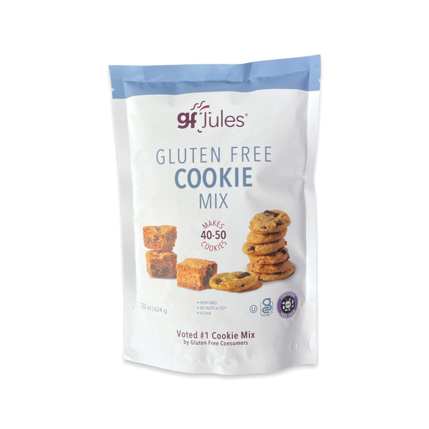gfJules Certified Gluten Free Cookie Baking Mix | Tollhouse Style | Bars or Cookies | No Grit, Non-GMO, Vegan | Certified Top 9 Allergen-Free & Kosher | Makes 40-50 Cookies | 22 Ounces, Pack of 12
