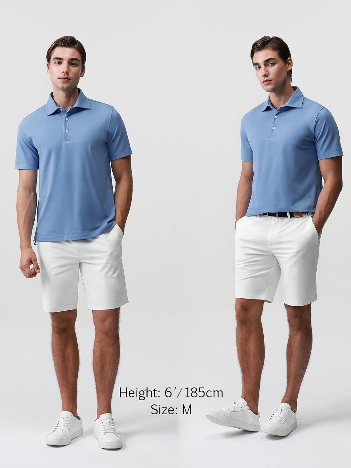 BCI Cotton Blend Pique Polo Shirts for Men Short Sleeve Tops Comfort Split Hem with 3-Color Tape