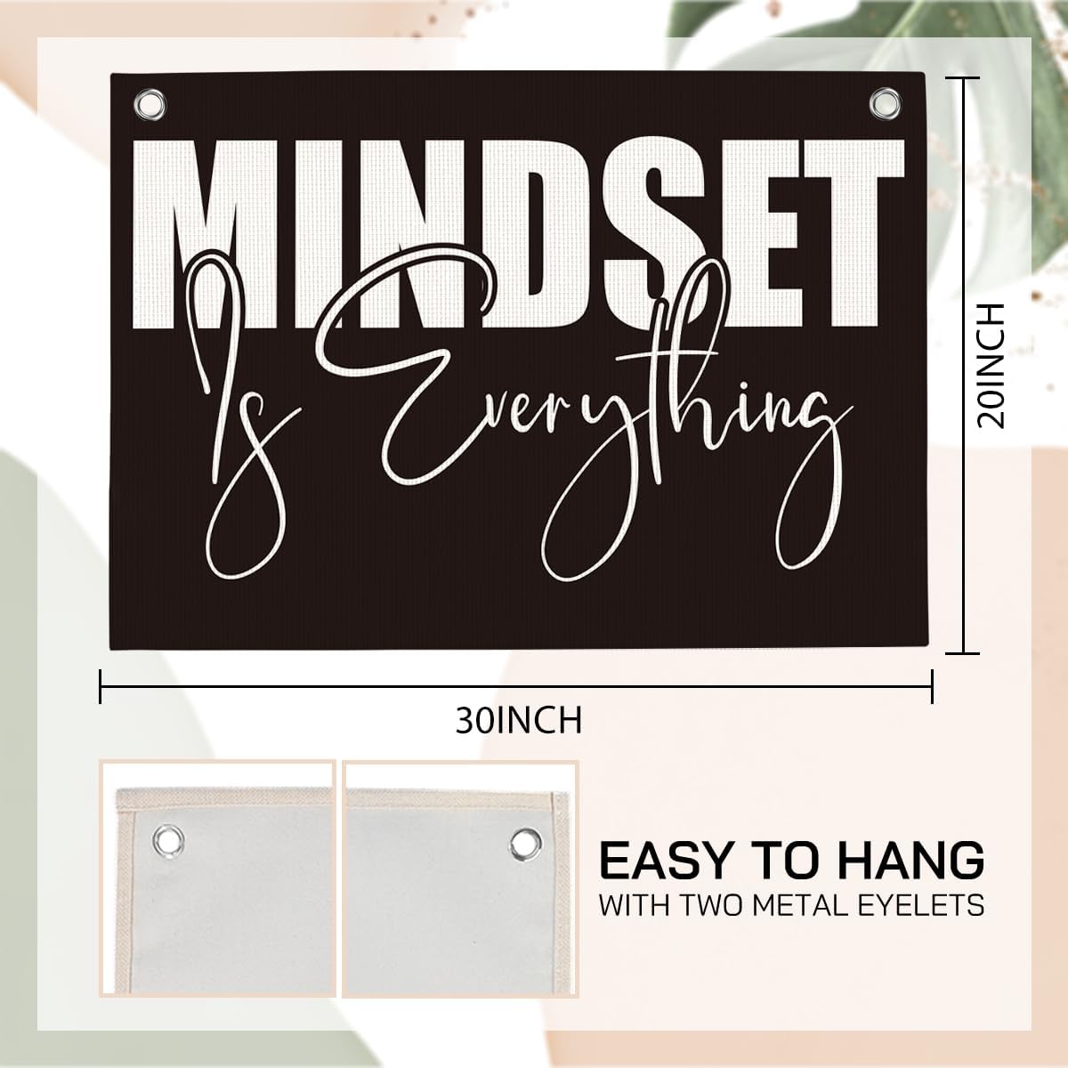 Mindset is Everything Gym Motivational Wall Art Banner Dorm Posters Gifts for Guys Men Women Gym Flag Decor for Home Gym Bedroom Workout Room 30x20 Inchs