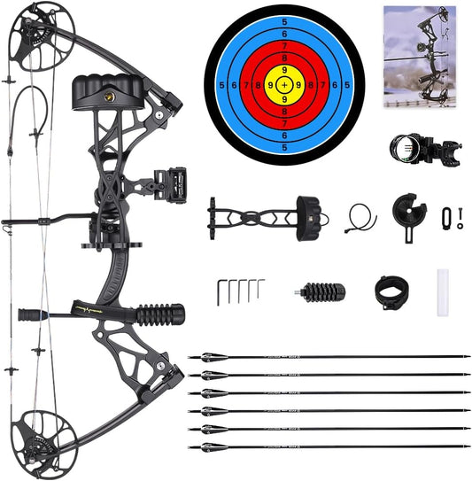 Compound Bow Package for Adults and Teens, 0-70 Lbs Draw Weight,23.5"-31" Draw Length,Limbs Made in USA,Lightweight Design,Archery Hunting Bow Set, Fully Adjustable,2024 New