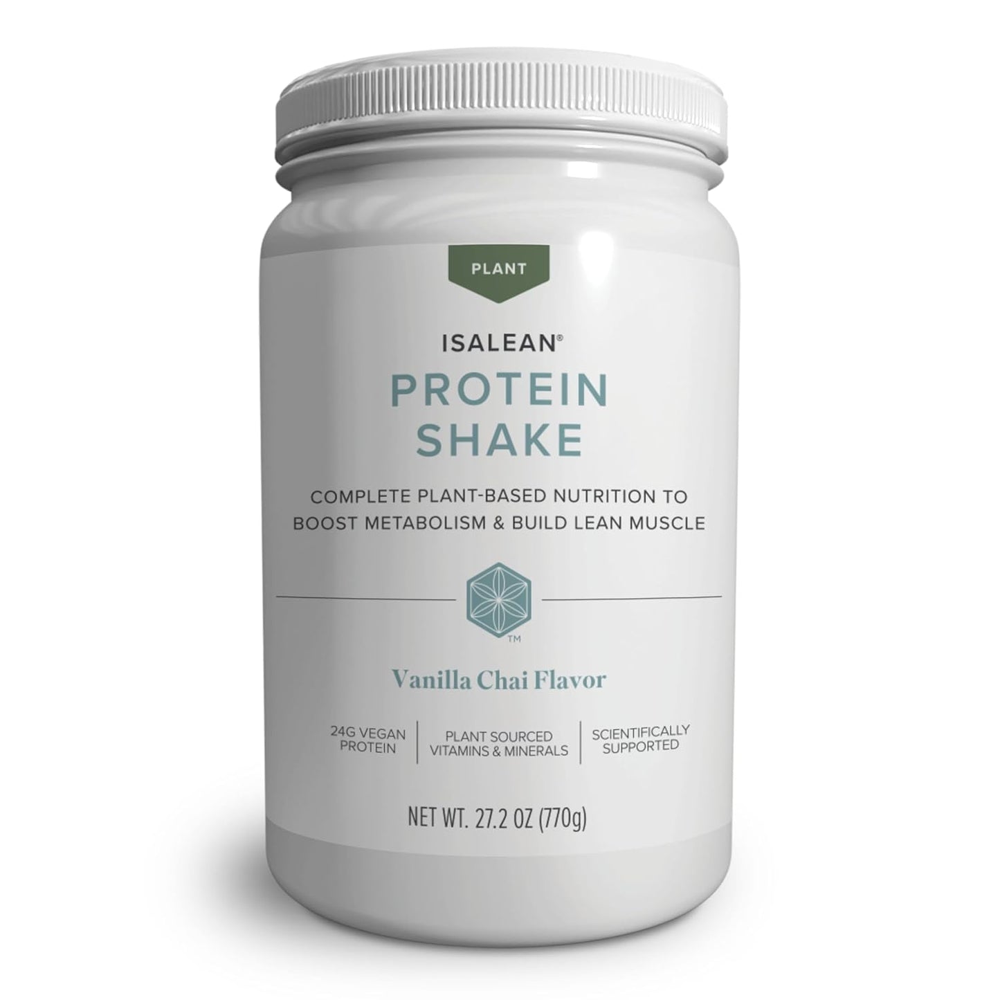 Isagenix Plant-Based IsaLean Protein Shake - Energy Powder with Whole-Food Sourced Vitamins - Supports Lean Muscle Growth & Healthy Metabolism - Gluten & Soy Free - Vanilla Chai, 27.2 oz (14 Servings)