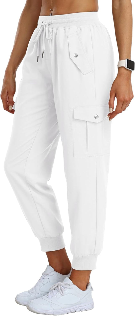 MoFiz Women's Outdoor Cargo Pants Lightweight Joggers Elastic Waist Athletic Hiking Sweatpants Casual Travel Pant with Pocket