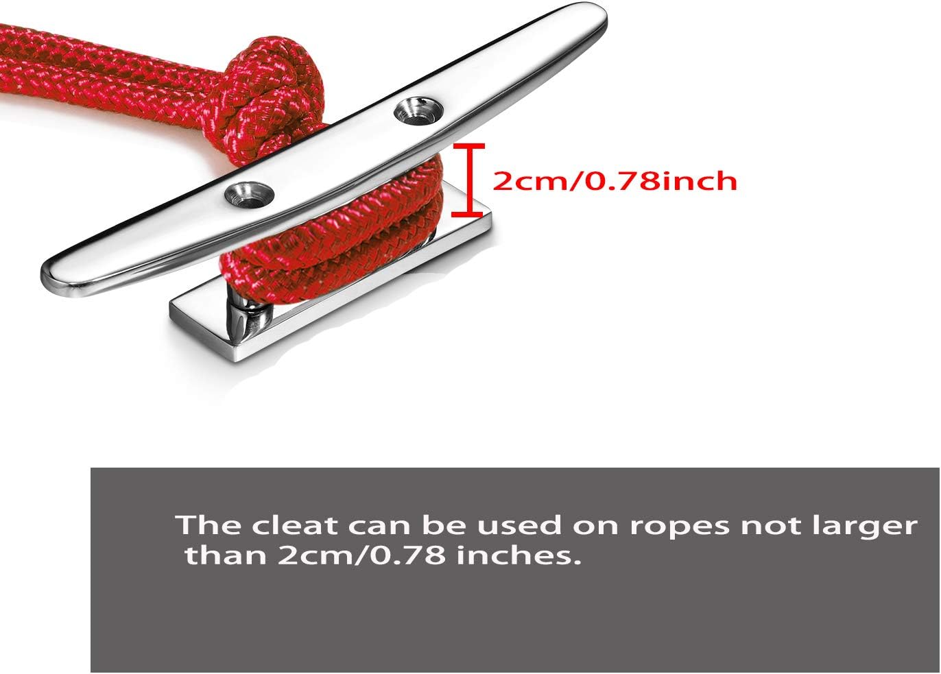 Boat Cleat 6 Inch Open Base 2 Pcs, Dock Cleat Heavy Duty 316 Stainless Steel，Curtain Tie, Hook, Include Installation Screws