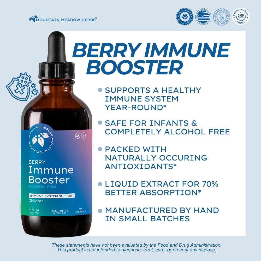 Mountain Meadow Herbs Berry Immune Booster for Kids Immune Support, with Elderberry and Echinacea - 4oz.