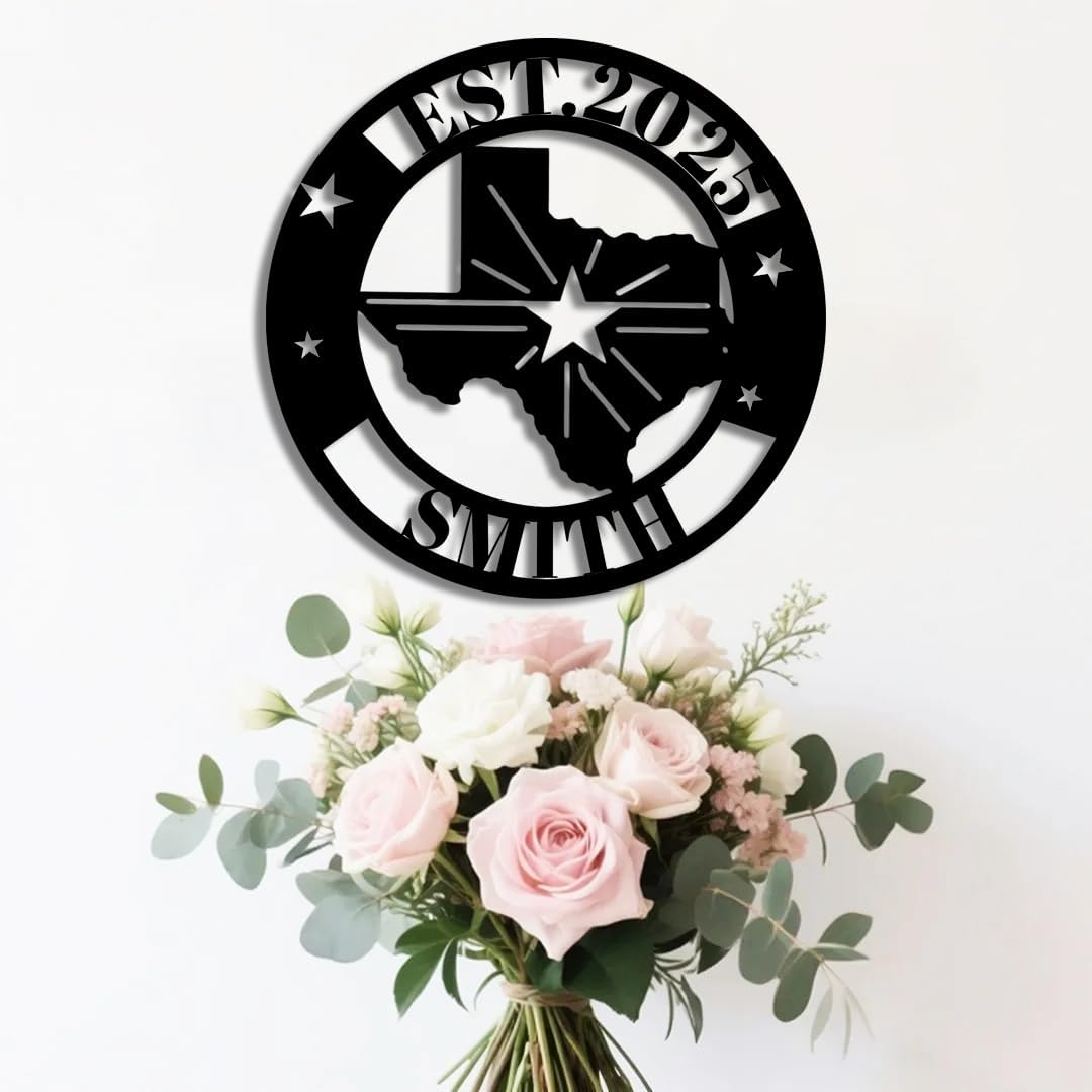 Personalized Texas Map Metal Name Sign | Custom Metal Signs | Decoration Yard Sign | Indoor Decor Gift for Women, Men, Wife, Parents, Couple