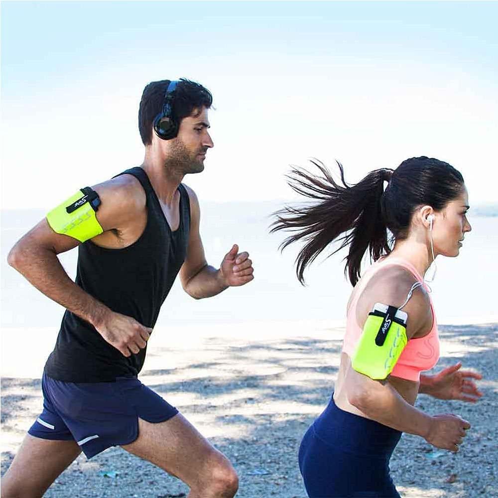 Sprigs Phone Armband Sleeve for iPhone 14, 13, 12, 11, X Galaxy Z, S22, S21, S20 Google Pixel 7, 6, 5. The Lightest & Most Comfortable Running Armband, Stretches to Fit All Phones with Case for Women & Men