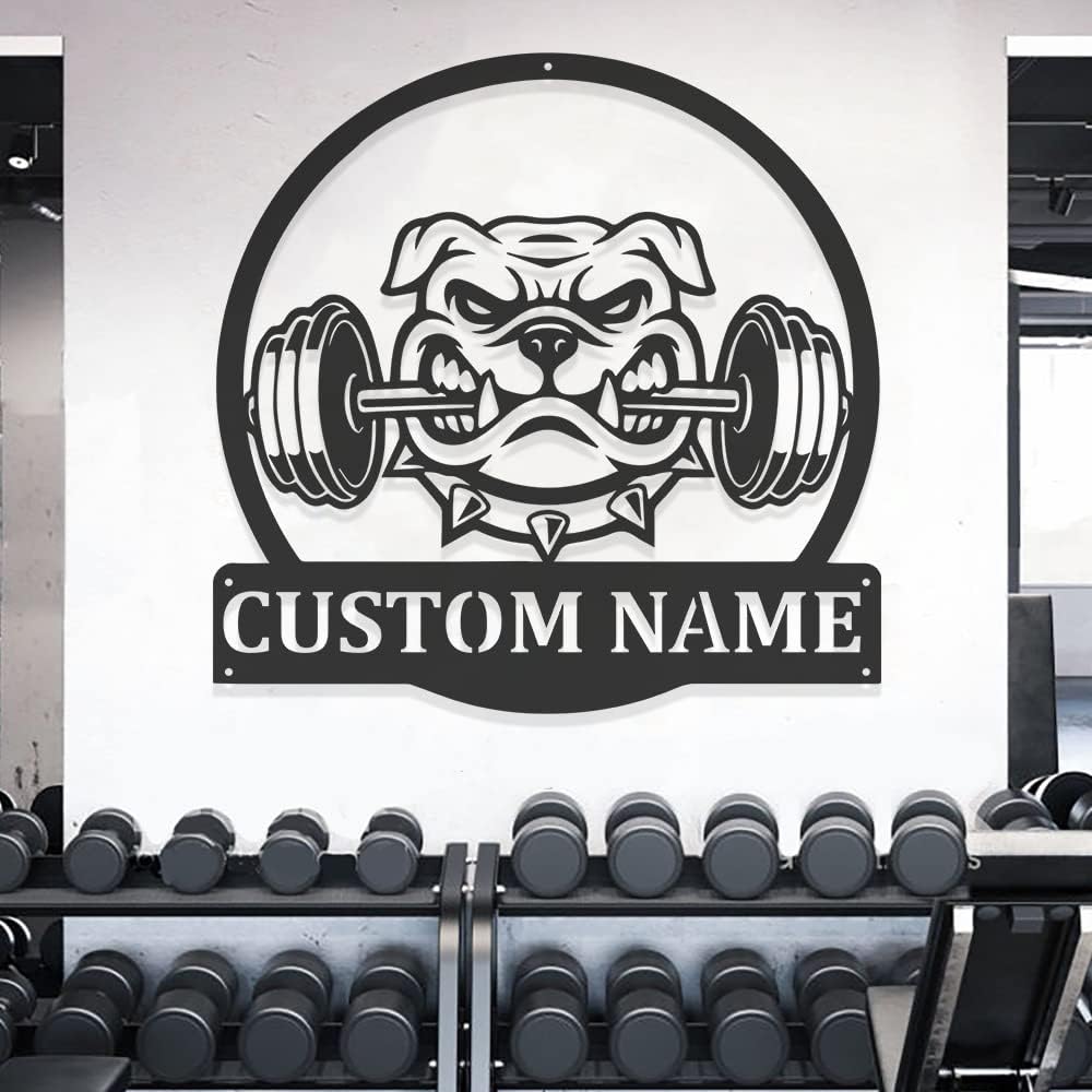 Custom Metal Gym Sign for Workout Room, Motivational Home Fitness Powerlifting Garage Center Decor, Personalized Wall Art Gift for Women, Men, Dad, Papa, Grandpa, Mother, Sister, Girls, Modern Design
