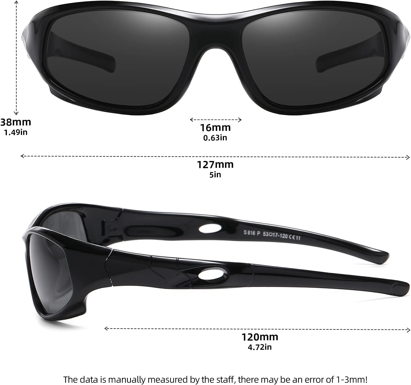 DYLB 3 Pack Flexible Kids Polarized Sunglasses For Boys Girls With Strap, Sport Sunglasses for Children Age 3-10.