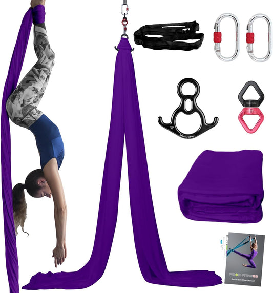 PRIOR FITNESS Aerial Silks Kit Colorful 9/15/20 Yards 40D Nylon Fabric Hammock Set With Hardware & Guide for All Levels Of Aerial Yoga Practice and Acrobatic Flying For Adults Aerial silk