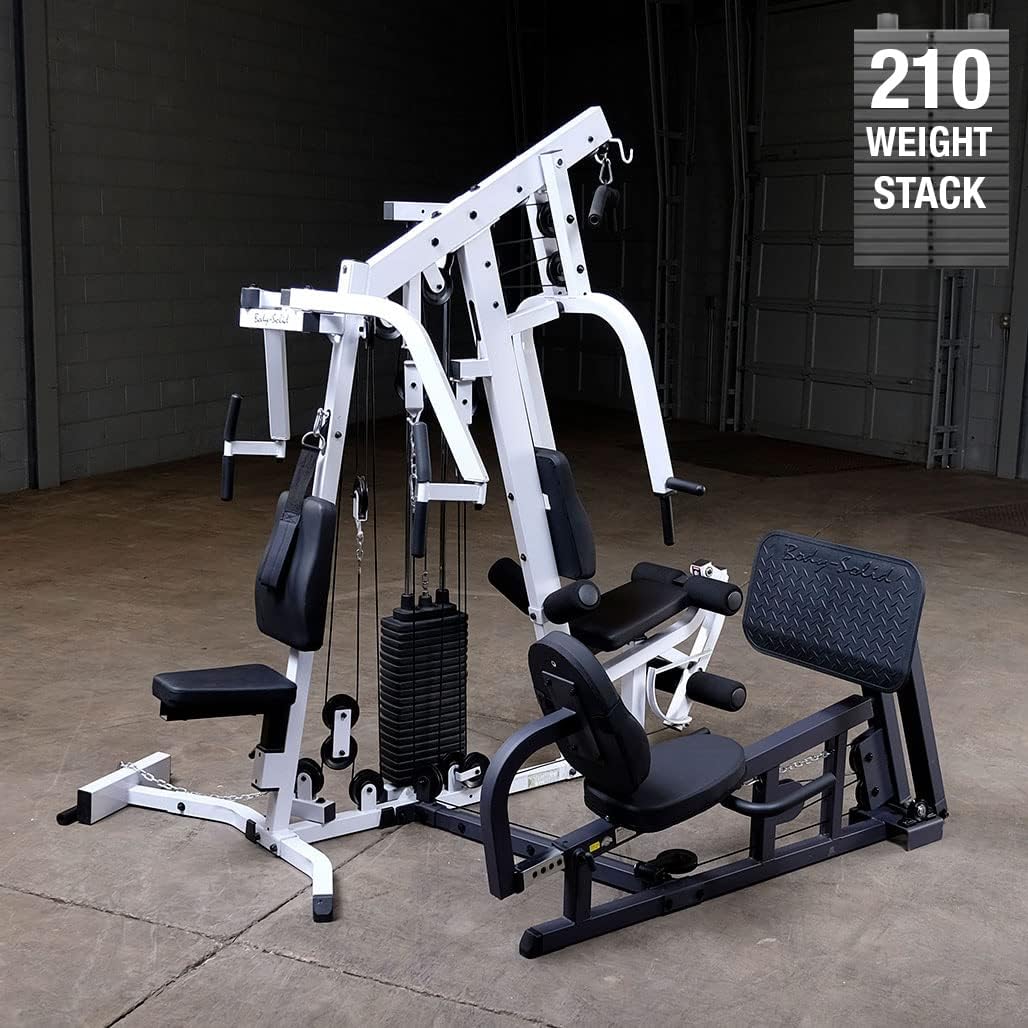 Body-Solid (EXM2500LPS) Multi-Station Home Gym Machine, Arm & Leg Strength Training Functional Exercise Workout Station, 210lbs. Weight Stack with Leg Press