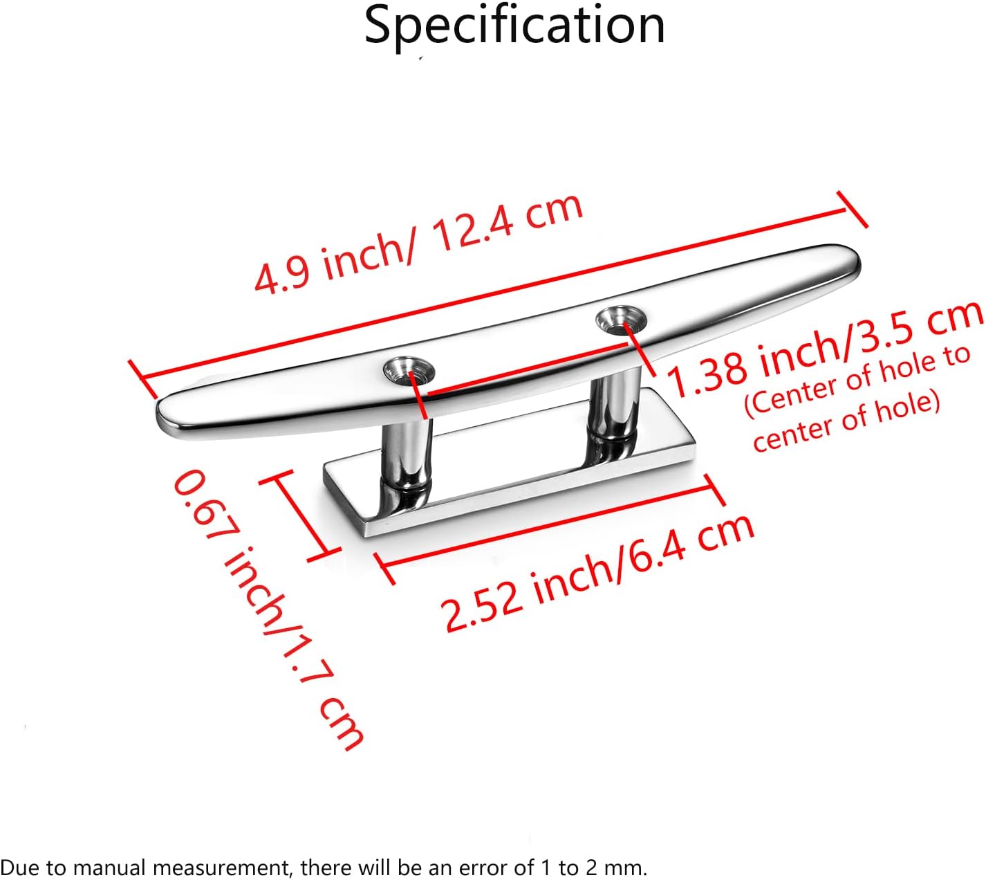 Boat Cleat 5 Inch Open Base 2 Pcs, Small Dock Cleat, Heavy Duty 316 Stainless Steel, Curtain Tie, Hook, Include Installation Screws