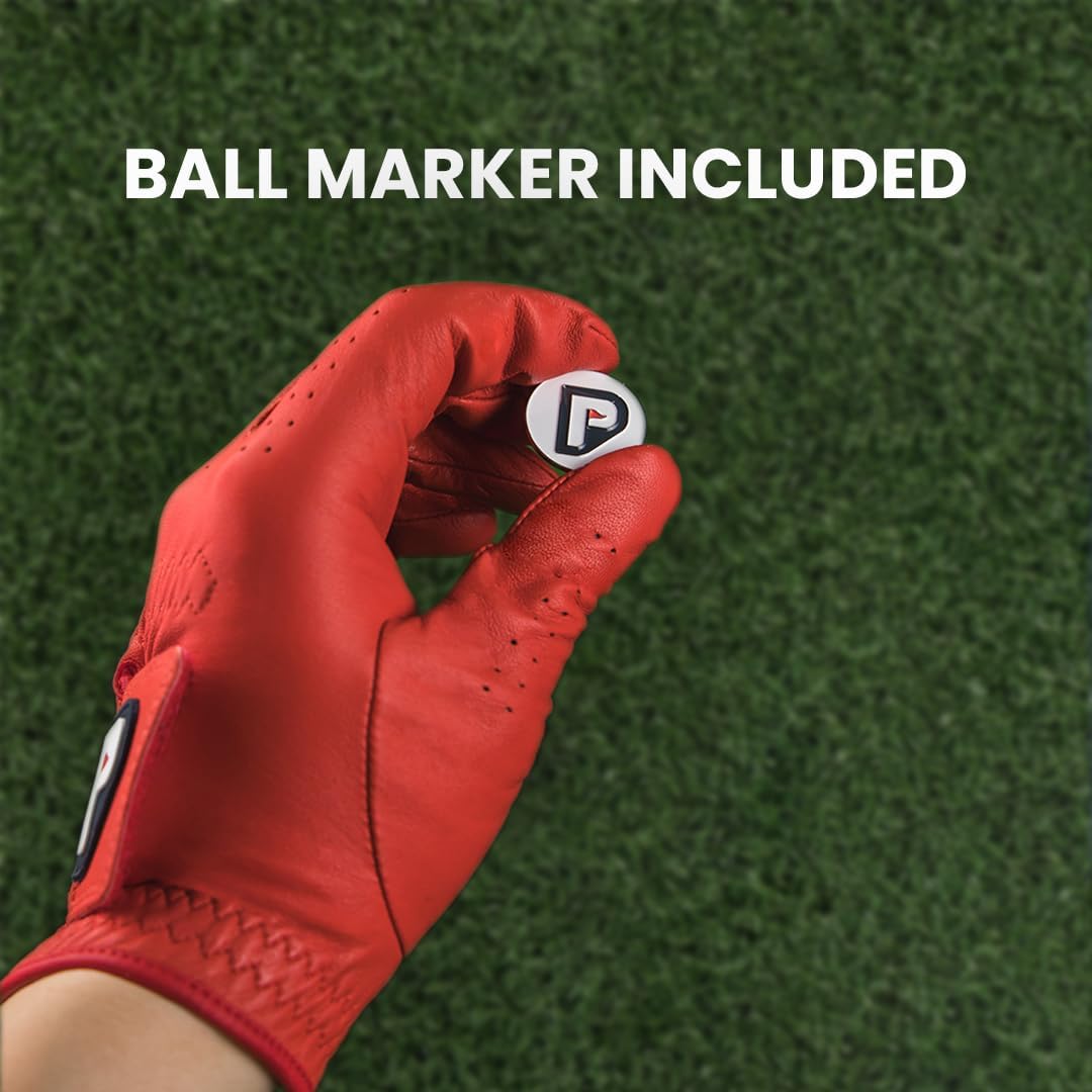 PUR3 Individual - Cabretta Leather Men's Golf Glove, Ultra Soft, with Ball Marker for Right Hand and Left Hand Golfers