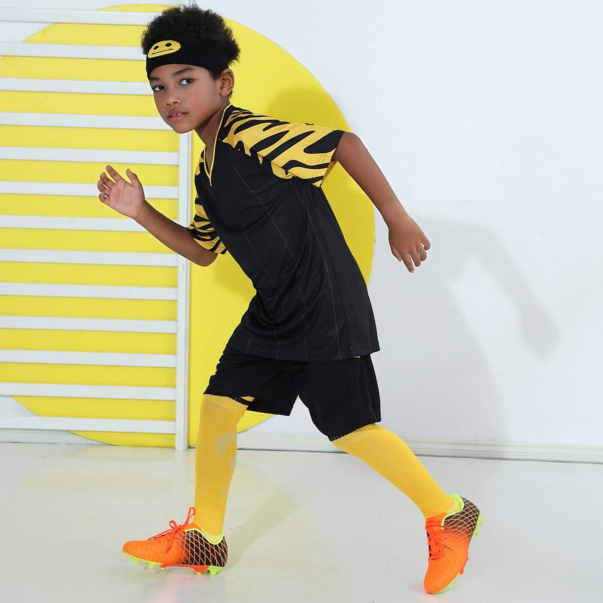 JABASIC Kids Outdoor Soccer Cleats Athletic Firm Ground Football Shoes