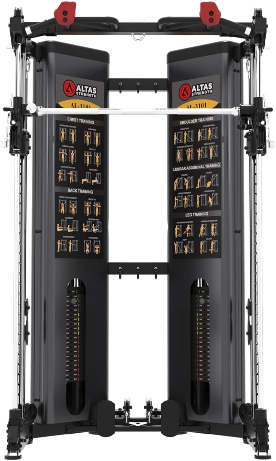 Altas Strength Folding Home Gym Smith Machine with Pulley System Gym Squat Rack Weight Bar Upper Body Strength Training Leg Developer Commercial Fitness Equipment Included Accessories 3101