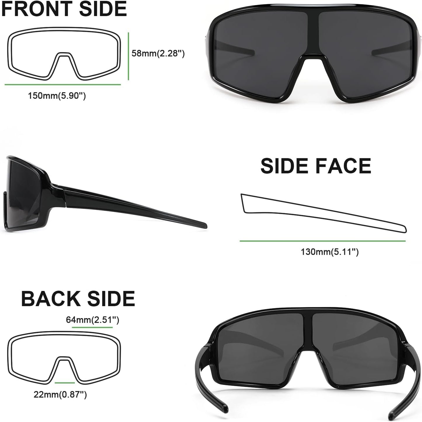 Karsaer Vision Sports Sunglasses Cycling Glasses Baseball Softball Sunglasses Unisex for Adult Youth Kids Boys Girls 8-16