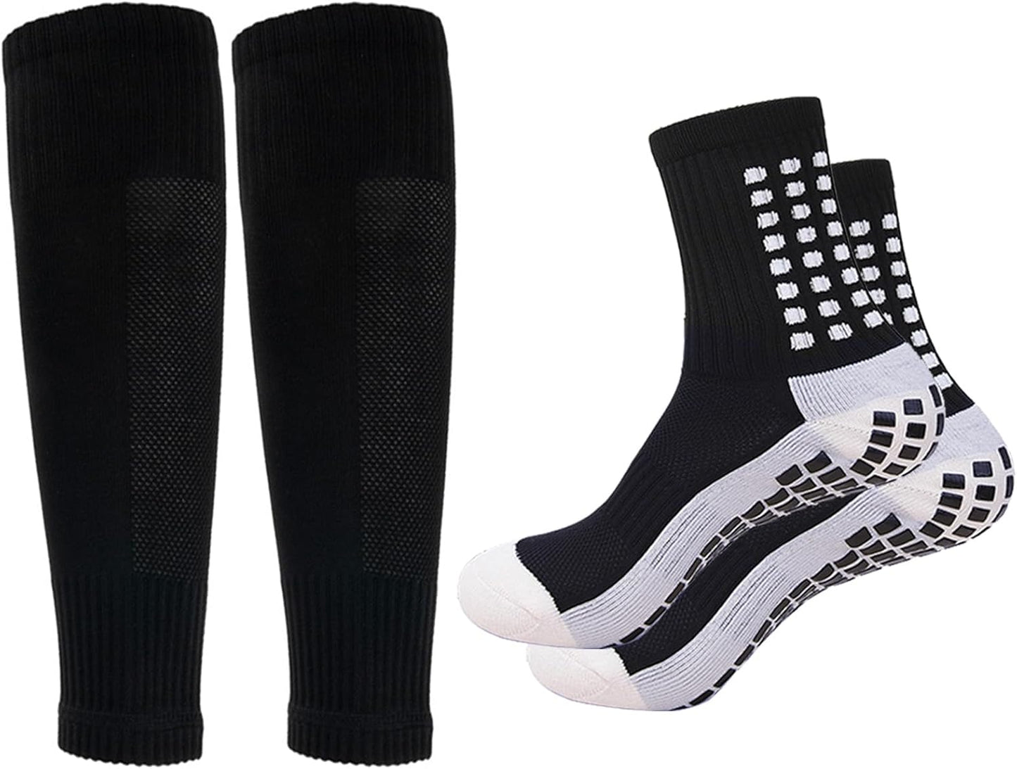 Men's Soccer Non Skid Ball Socks Anti Slip Grip Non Slip Socks, Shin Guard Sleeves, With Or Without Guard Straps for Football