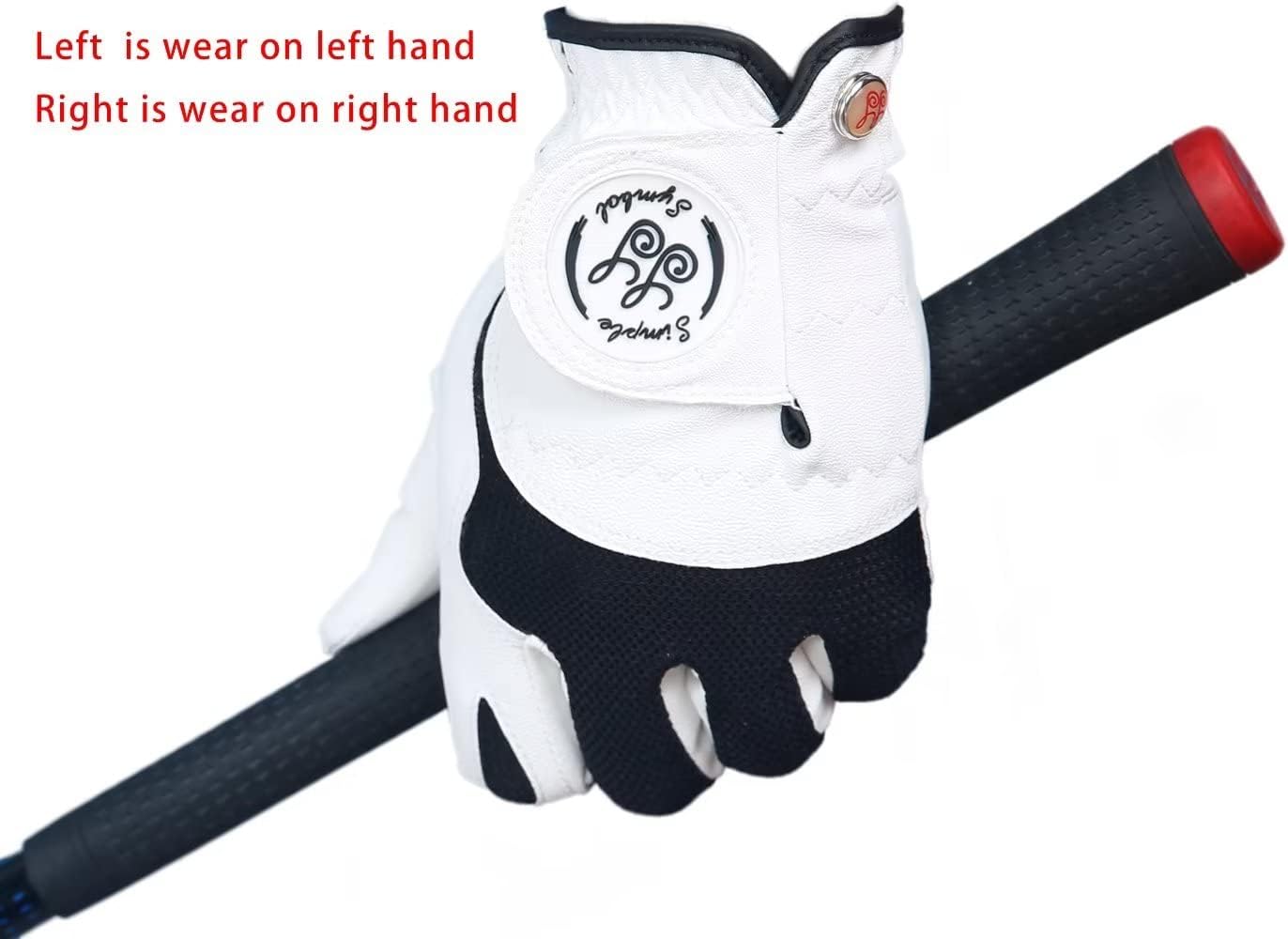 Men's Golf Glove Premium Synthetic Leather,Net Fabric,Stable Grip,Six Pack Value Left Hand Right Hand（Left is Wear on Left Hand,Right is Wear on Right Hand）