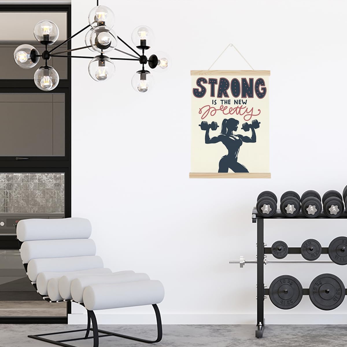 Gym Motivational Posters College Dorm Posters Gifts for Girls Friends Strong is The New Pretty Gym Flag Wall Art Decor Sign for Home Gym Bedroom Office