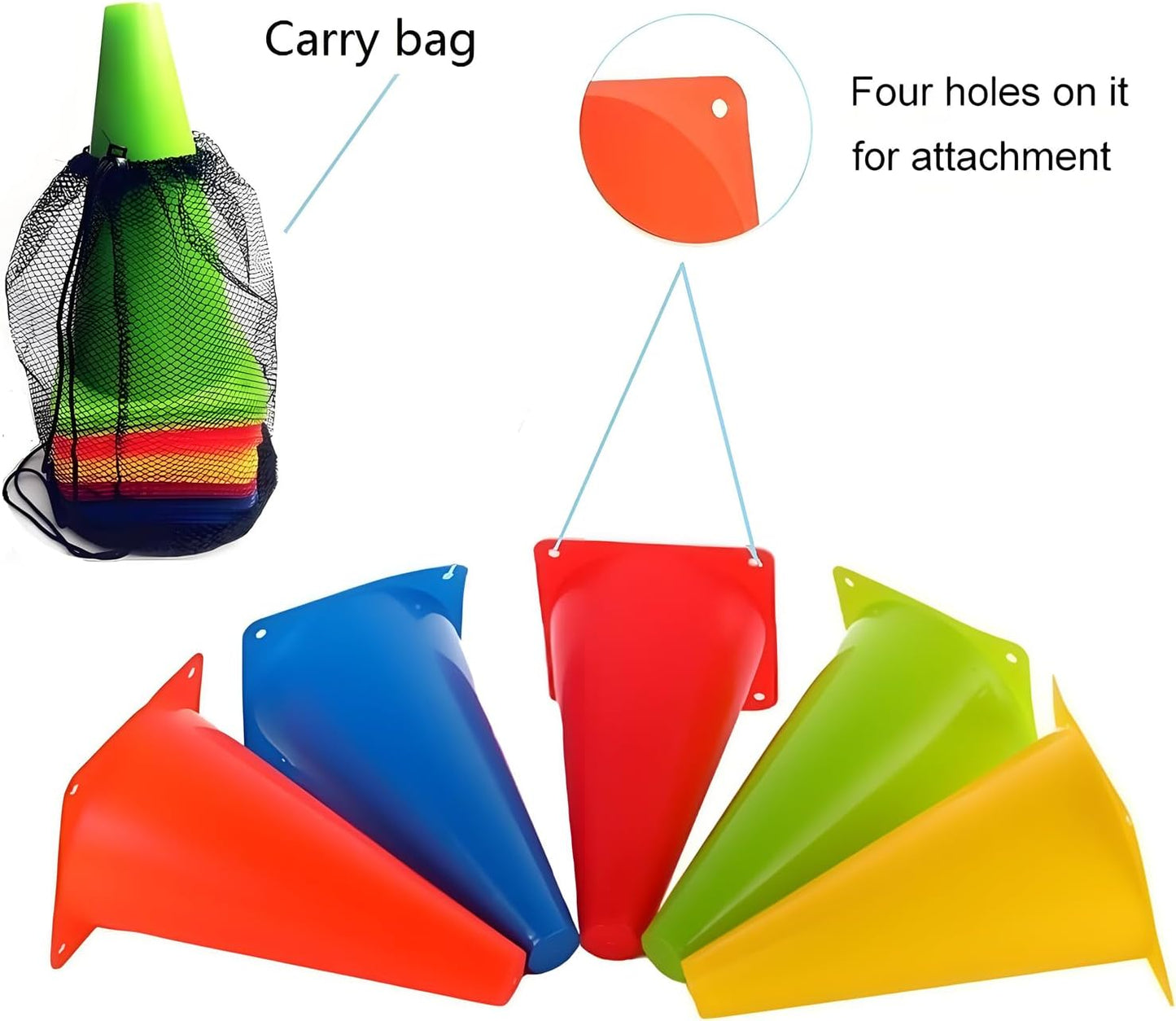 Soccer Cones (9 Inch 20 Pack), Agility Training Sport Cone with Carry Bag for Drilling Football Basketball Field Markers,