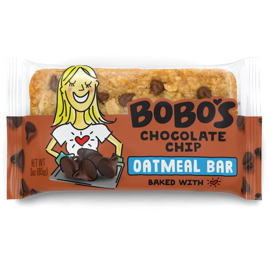 Bobo's Oatmeal Bars, Chocolate Chip, Gluten Free Vegan Whole Grain Oat Bars, Pack of 12