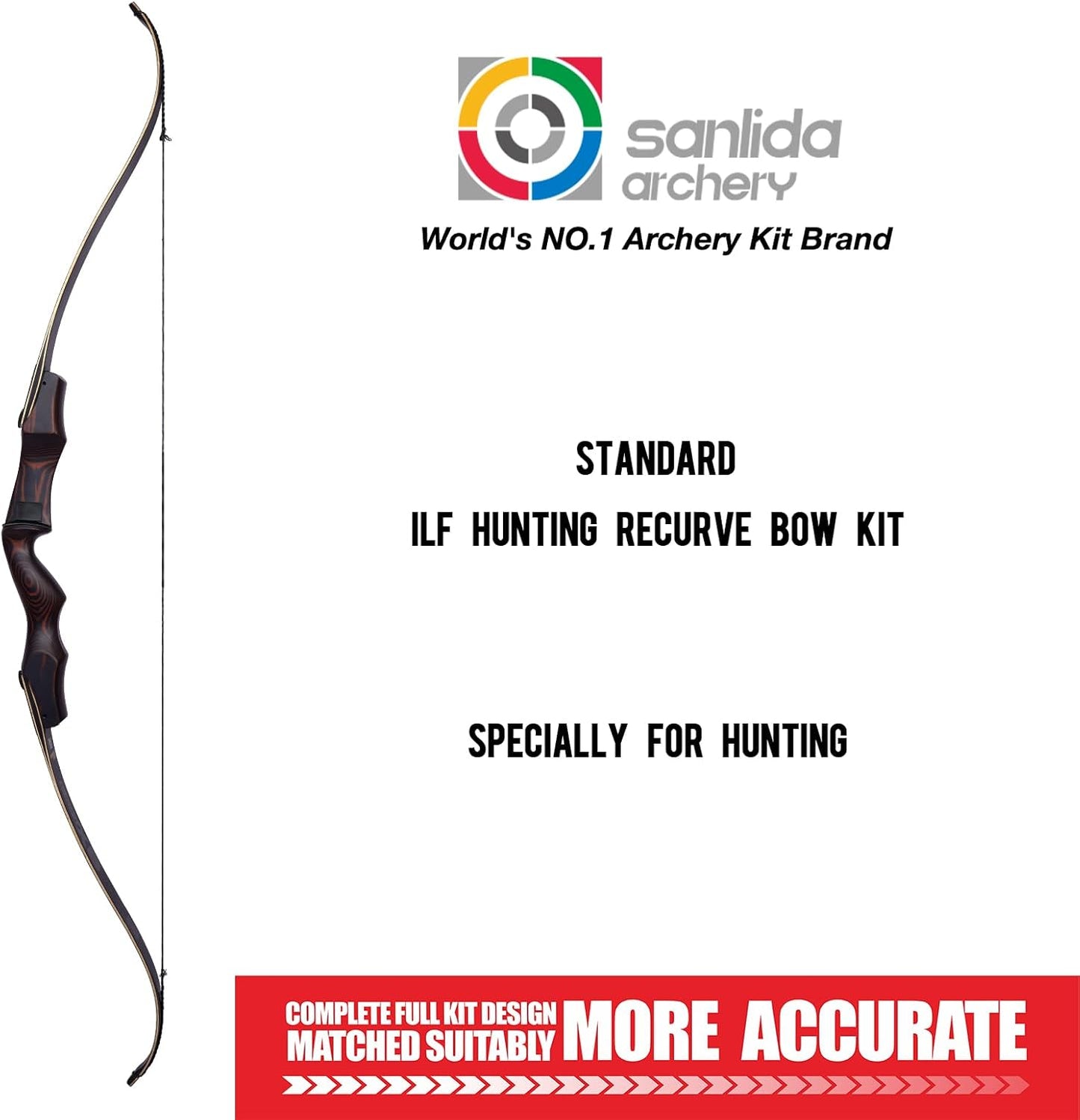 Sanlida Hermit X8 Standard ILF Takedown Hunting Recurve Bow for Adults and Hunters, 60 62 Inch Wooden Recurve Bows Package for Outdoor, Hunting and Practice 25-60Lbs RH Only