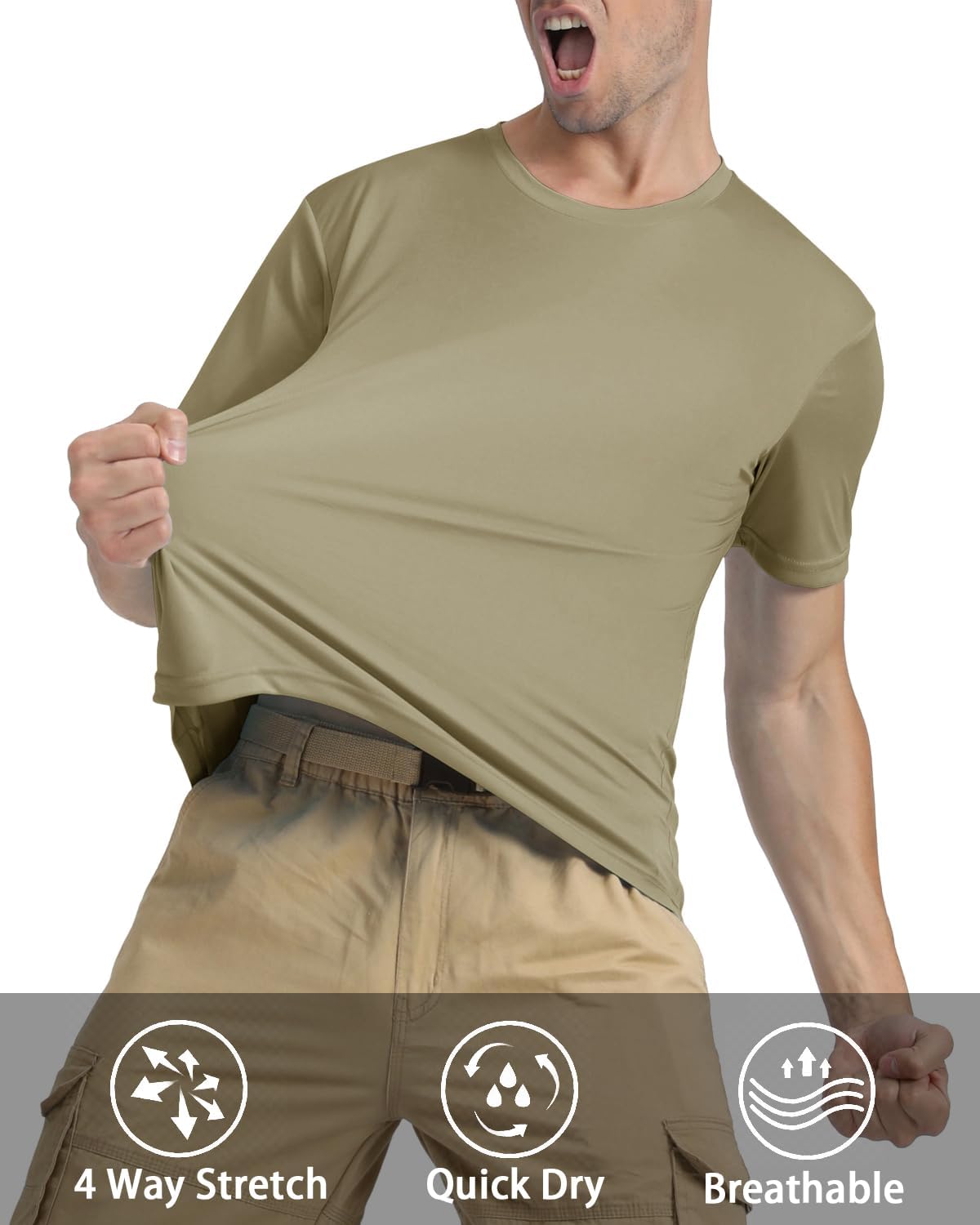 KEFITEVD Men's Short Sleeve UPF 50+ Sun Protection Shirts Quick Dry Rashguard Swim Shirt SPF Workout Fishing Athletic T-Shirt
