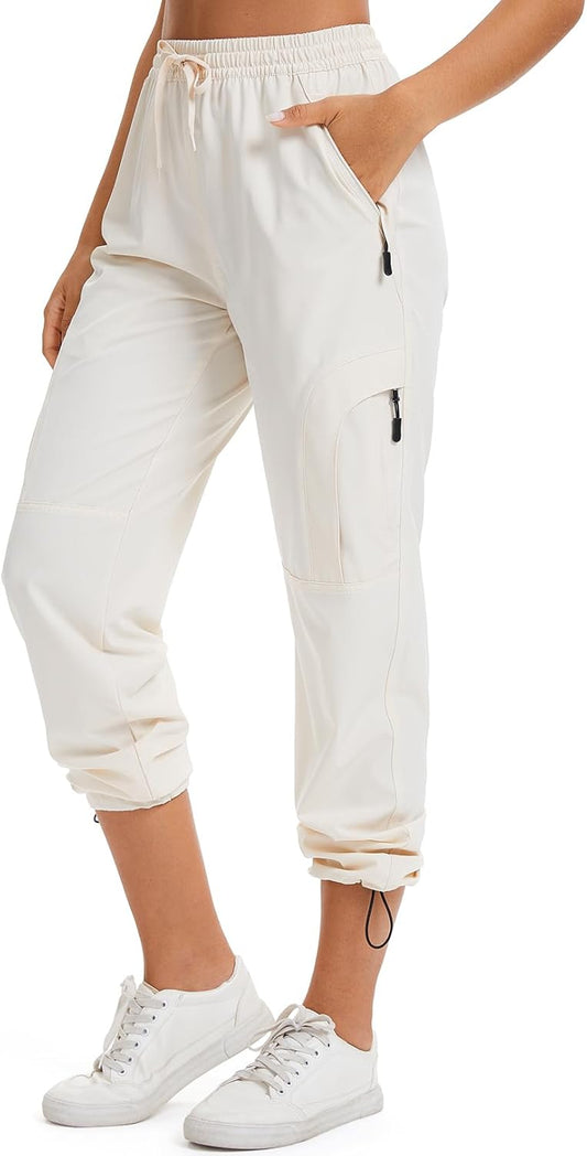 Womens Hiking Pants Quick Dry UPF 50 Lightweight Travel Golf Cargo Safari Pants Zipper Pockets