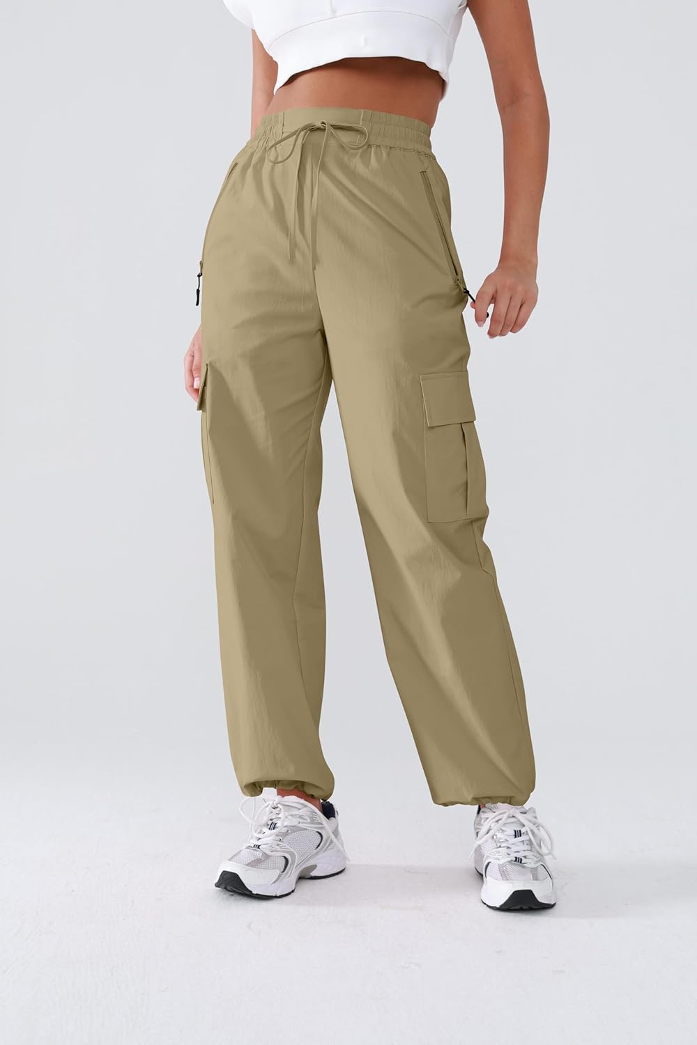 Hiking Pants Women Lightweight Cargo Pants Quick Dry Water Resistant Outdoor Travel Pants with Zipper Pockets