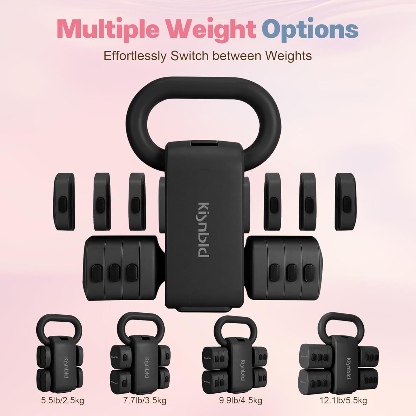 Adjustable Dumbbell Set of 2, 4 in 1 Free Weights Dumbbells Set for Women with Fast Adjustment, Each 2lb 3lb 4lb 5lb Hand Weights Set for Home Gym & Outdoor Exercise Training