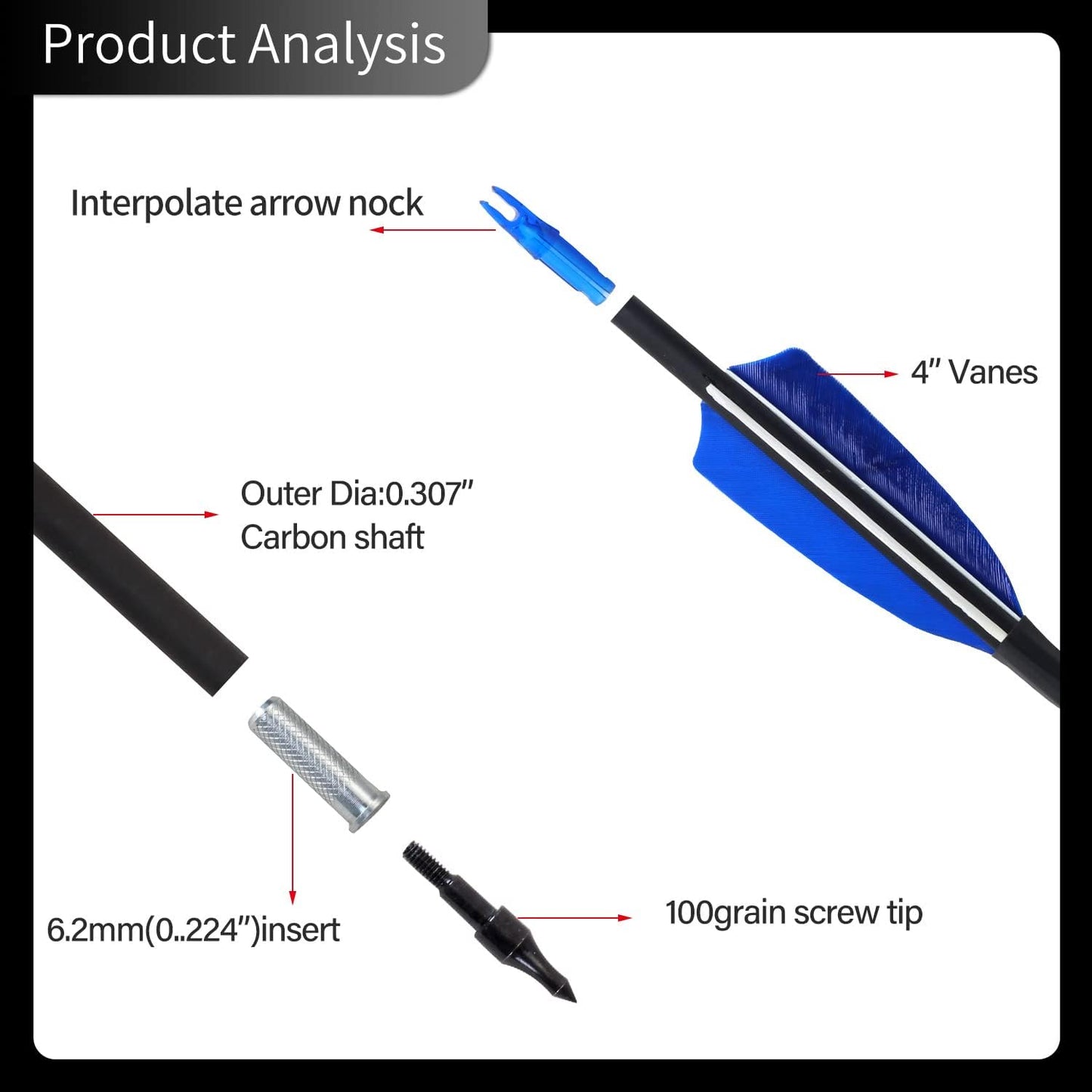 Archery 31" Hunting Arrows with 4" Natural Turkey Feather Carbon Arrows Target Practice Arrows for Traditional Bow Recurve Bow & Longbow - 12Pcs