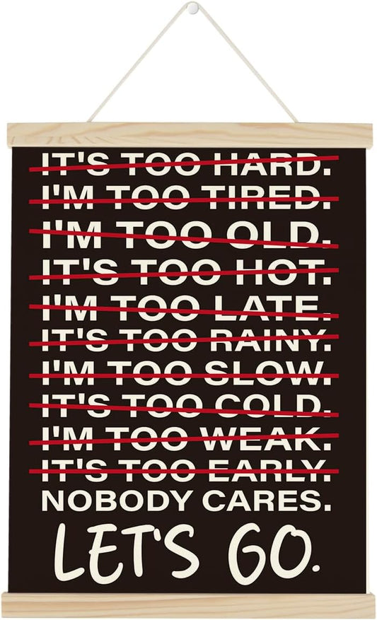 Gym Motivational Posters College Dorm Posters Gifts for Guys Friends Nobody Cares Lets Go Gym Flag Wall Art Decor Sign for Home Gym Bedroom Office