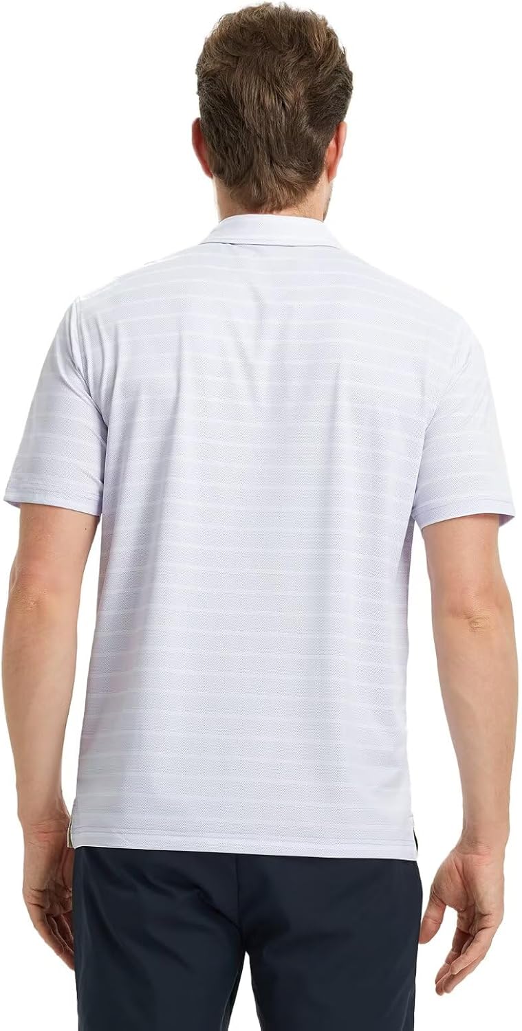 M MAELREG Golf Shirts for Men Short Sleeve Dry Fit Casual Striped Performance Moisture Wicking Collared Mens Polo Shirts