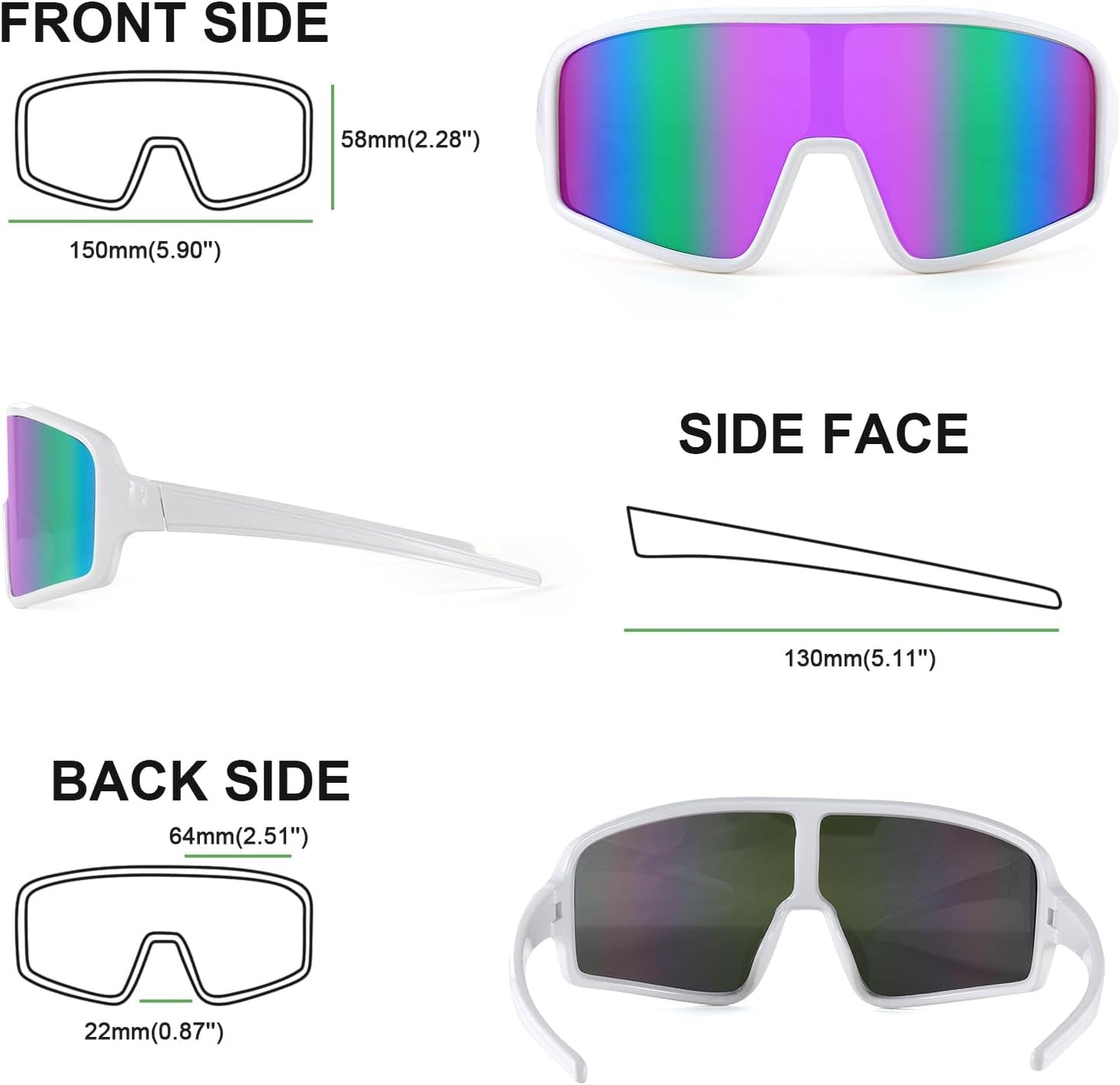 Karsaer Vision Sports Sunglasses Cycling Glasses Baseball Softball Sunglasses Unisex for Adult Youth Kids Boys Girls 8-16