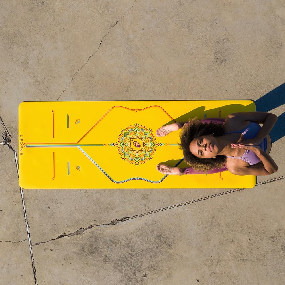 Liforme Printed Yoga Mat Collection - Free Yoga Bag Included - Patented Alignment System, Warrior-like Grip, Non-Slip, Eco-friendly, Sweat-resistant, Long, Wide and Thick for Comfort