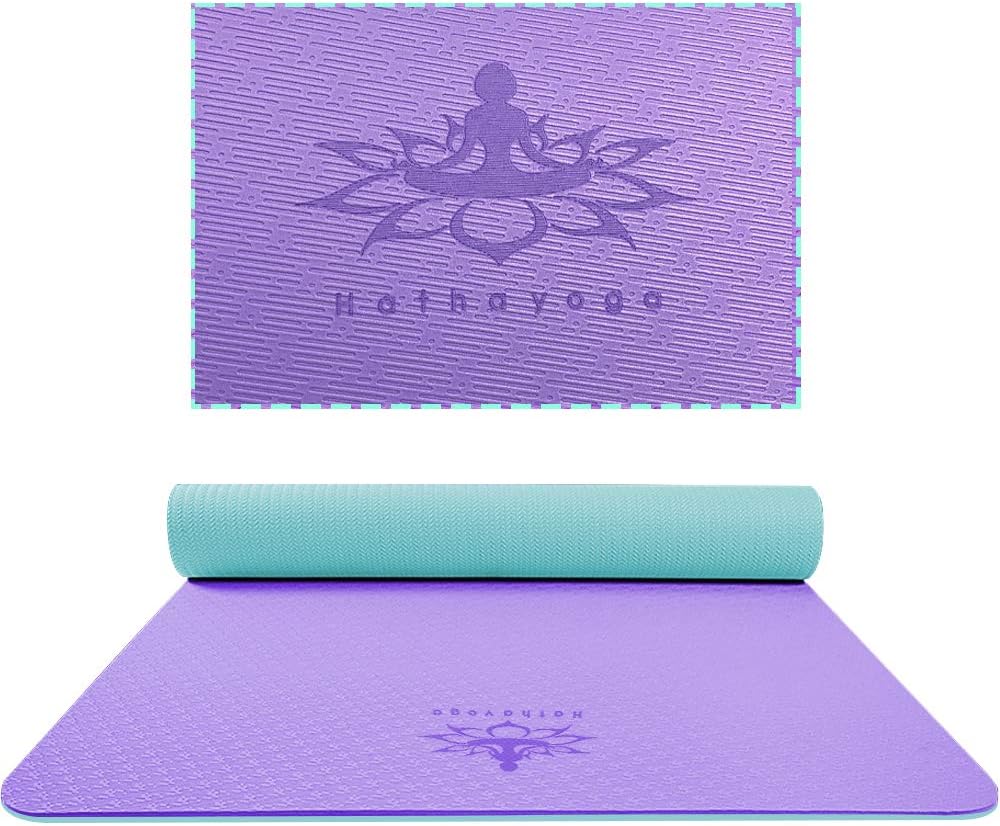 Hatha Yoga Extra Thick TPE Yoga Mat - 72"x 32" Thickness 1/2 Inch -Eco Friendly SGS Certified - With High Density Anti-Tear Exercise Bolster For Home Gym Travel & Floor Outside
