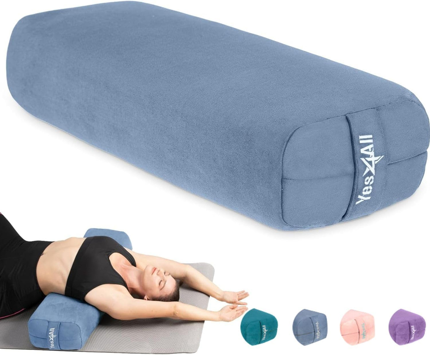 Yes4All Triple-Layer Sponge Yoga Bolster Pillow for Restorative Yoga & Meditation - Versatile Yoga Support Pillow, Balance & Poses Modification