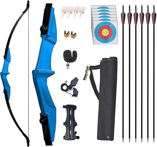 Archery Takedown Recurve Bow and Arrow Set Left/Rght Hand Longbow Kit Beginner Outdoor Hunting Shooting Practice 20lb 30lb 40lb