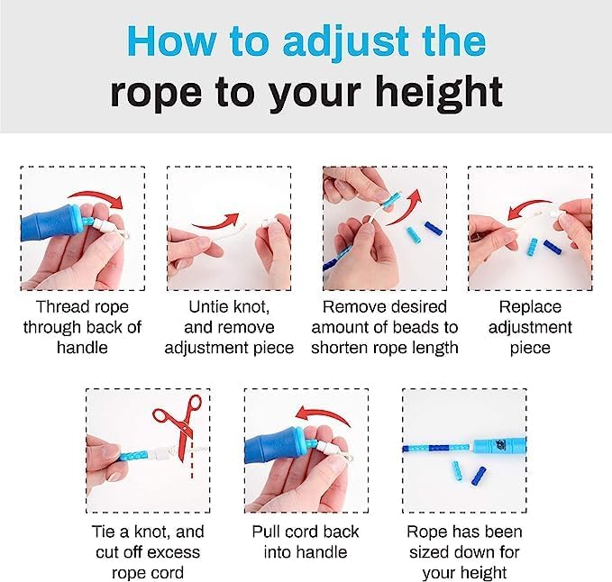 Buddy Lee New Beaded Jump Rope – Adjustable Skipping Rope for Kids & Adults – Durable, Tangle-Free Fitness Jump Rope with Ergonomic Handles for Cardio, Training & Outdoor Workouts