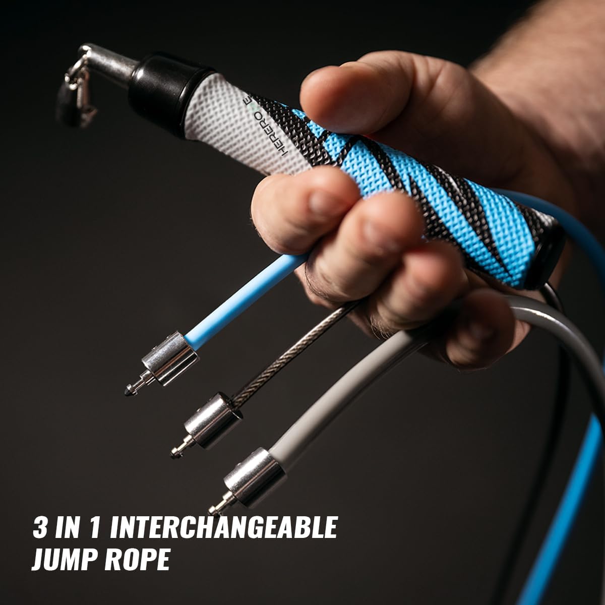 Hererope 3 In 1 Jump Rope for Men & Women, 1/6lb, 1/4lb, 1/2lb Interchangeable Weighted Jump Rope Set with Precision Ball-Bearing, Anti-Slip Leather Grip - Jump Ropes for Fitness, Speed Training, Endurance Building & Total Body Workout