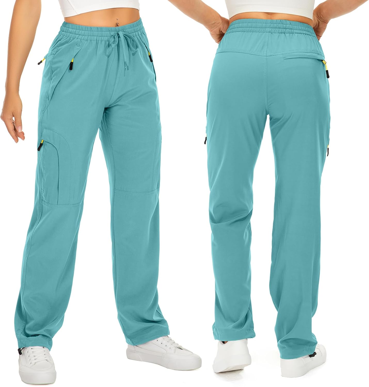 Womens Hiking Pants Quick Dry UPF 50 Lightweight Travel Golf Cargo Safari Pants Zipper Pockets