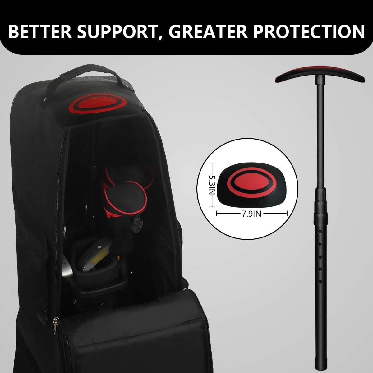LTY Golf Travel Support Arm, Golf Travel Brace, Golf Travel Protection Kit, Golf Travel Bag Support System - Featuring a New Shape Designed for Better fit with Golf Bags