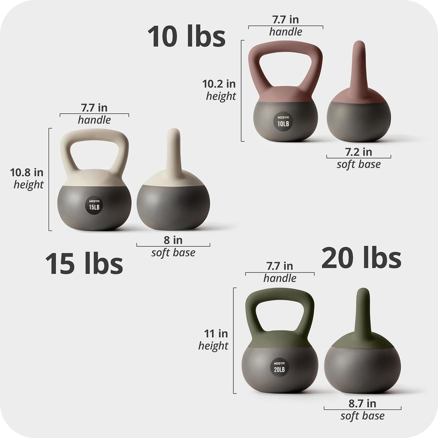 Soft Kettlebells with Cushioned Impact-Resistant Base and Anti-Slip, Wide-Grip Handle for Home Workouts, Weightlifting, and Full Body Strength Training